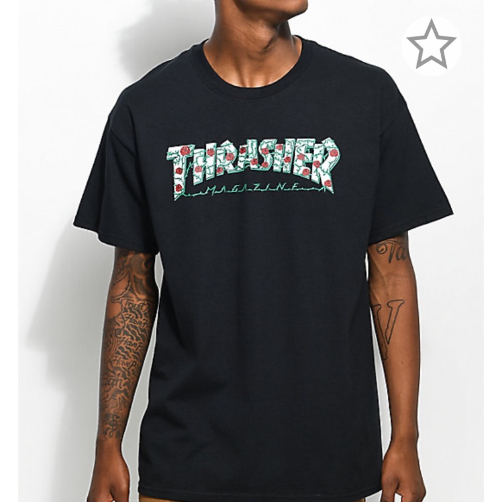 thrasher black floral shirt